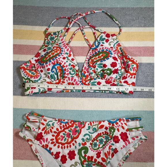NWOT Paisley Print Crisscross Bikini Set Boho Style Size Small - Picture 5 of 6